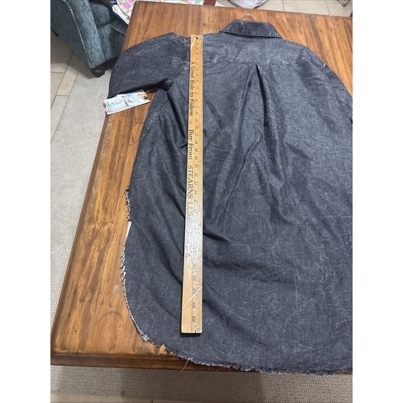 Thrill Jeans Stonewashed Denim Dress Sz 2x Long Back Raw Edge Thrashed New Tags - Picture 10 of 11